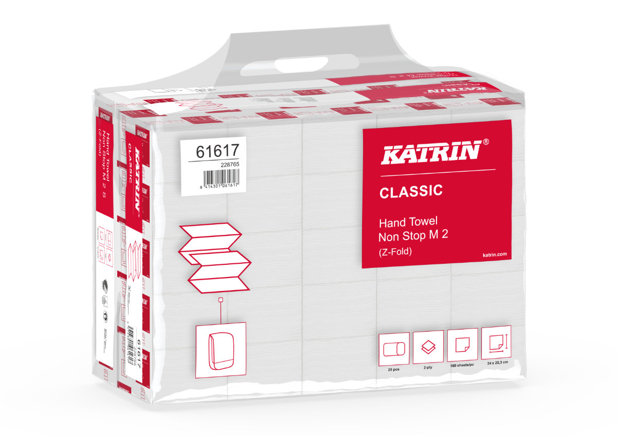 61617_katrin_classic_hand_towel_non_stop_m2_s_25x160_2ply_handy_pack Katrin Handtuchpapier Non-Stop M2